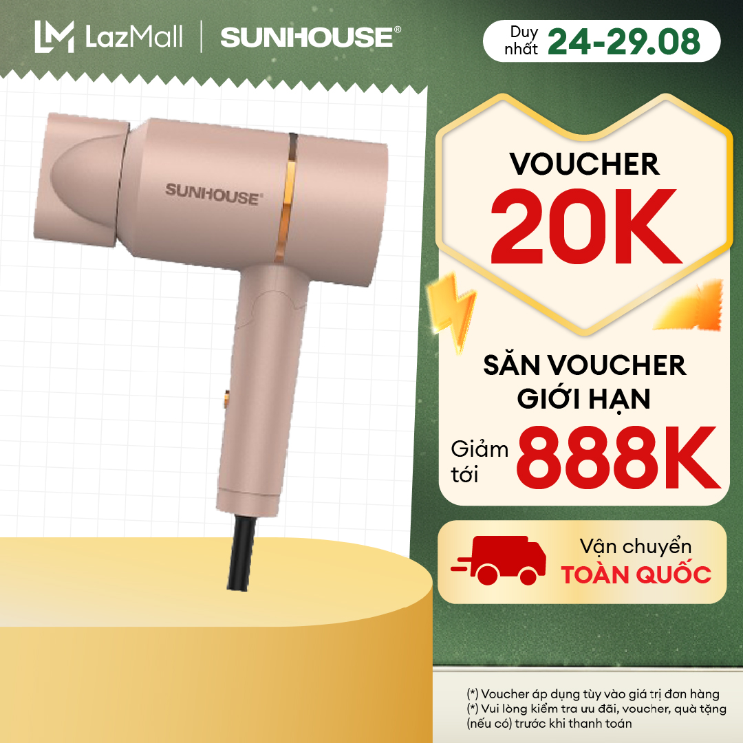 Máy sấy tóc sunhouse shd2313 - công suất 1000w - 2 tốc độ - có thể gấp gọn - bảo hành 12 tháng.
