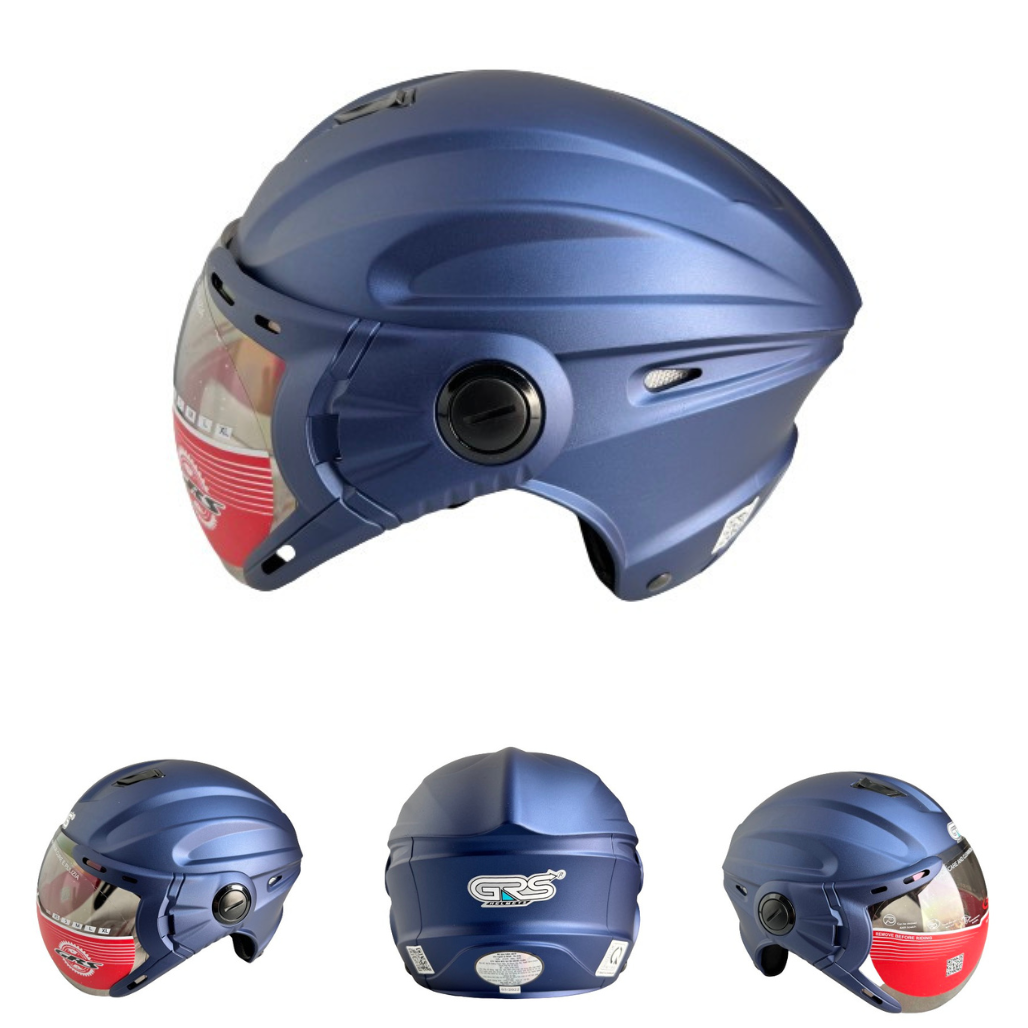 Mũ bảo hiểm nửa đầu kính chống chói lóa cao cấp - GRS A737K màu xanh nhám