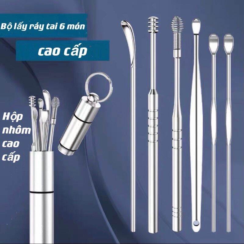 Bộ Lấy Ráy Tai Ống Tròn Inox Cao Cấp 6 Món.