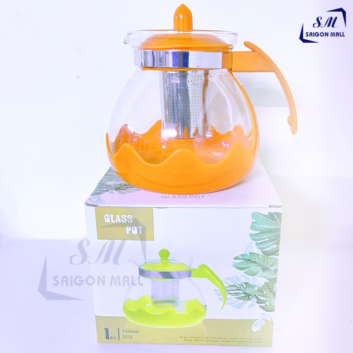 Bình thủy tinh 1500ml pha trà đựng nước cam chanh đựng nước uống tiện lợi. Bình thủy tinh có quai