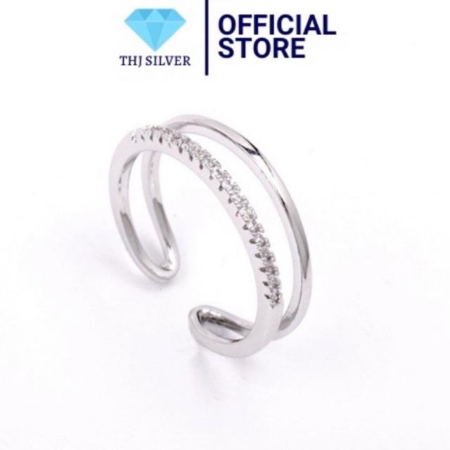Nhẫn nữ 1 hàng đá tròn nạm đá bóng đẹp nhẫn hở dễ đeo