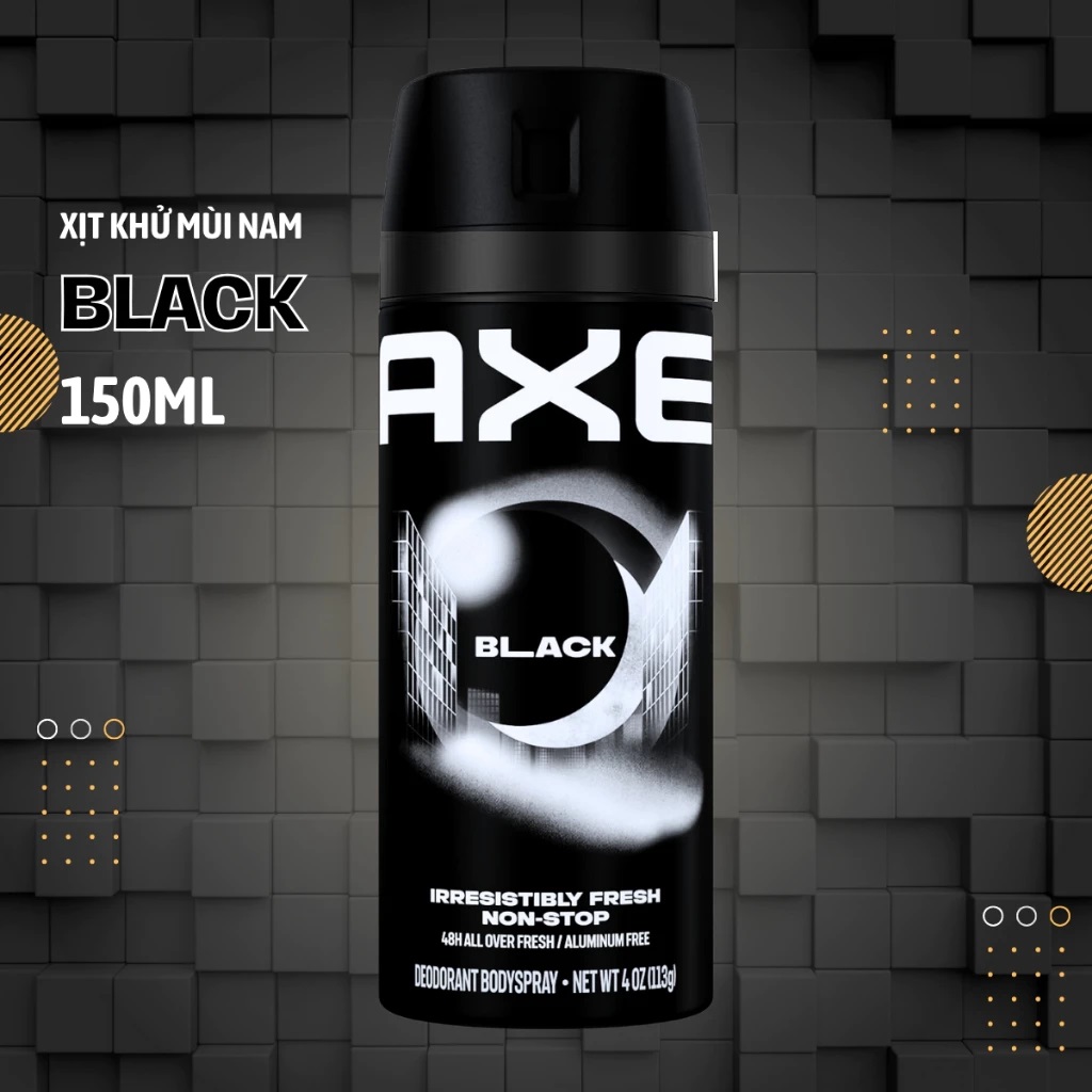 Xịt nước hoa toàn thân AXE Black 150ml hương Nồng nàn - khử mùi nam