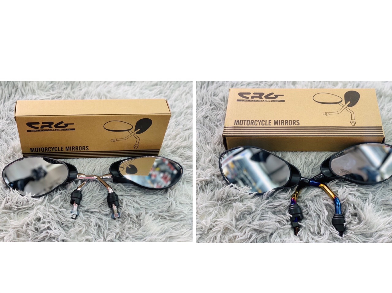 Kiếng/Kính CRG Chân Gương Titan Hình Giọt Nước xài cho xe Yamaha