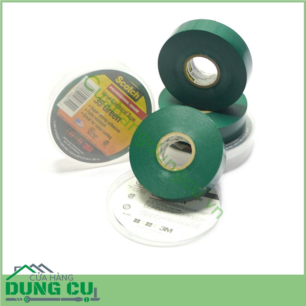 Băng keo điện 3M chính hãng Scoth 35 màu xanh lá