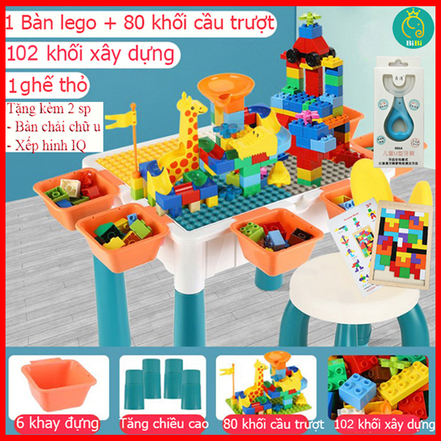 Bộ đồ chơi lego BÀN LOẠI TO 52CM BiBi LG9 ⚡LOẠI ĐẸP-FREESHIP⚡ bộ bàn lego, xếp hình lắp ghép lego đa năng 182 chi tiết bàn, ghế nhựa abs cao cấp (3)