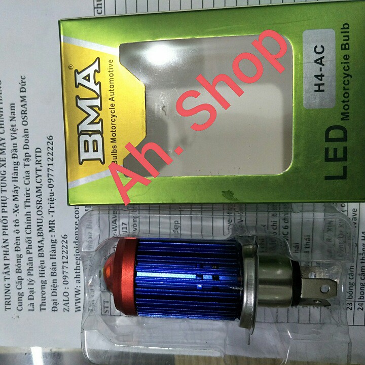 Bóng led bi cầu mini cos vàng pha trắng H4 BMA 20W bảo hành 12t