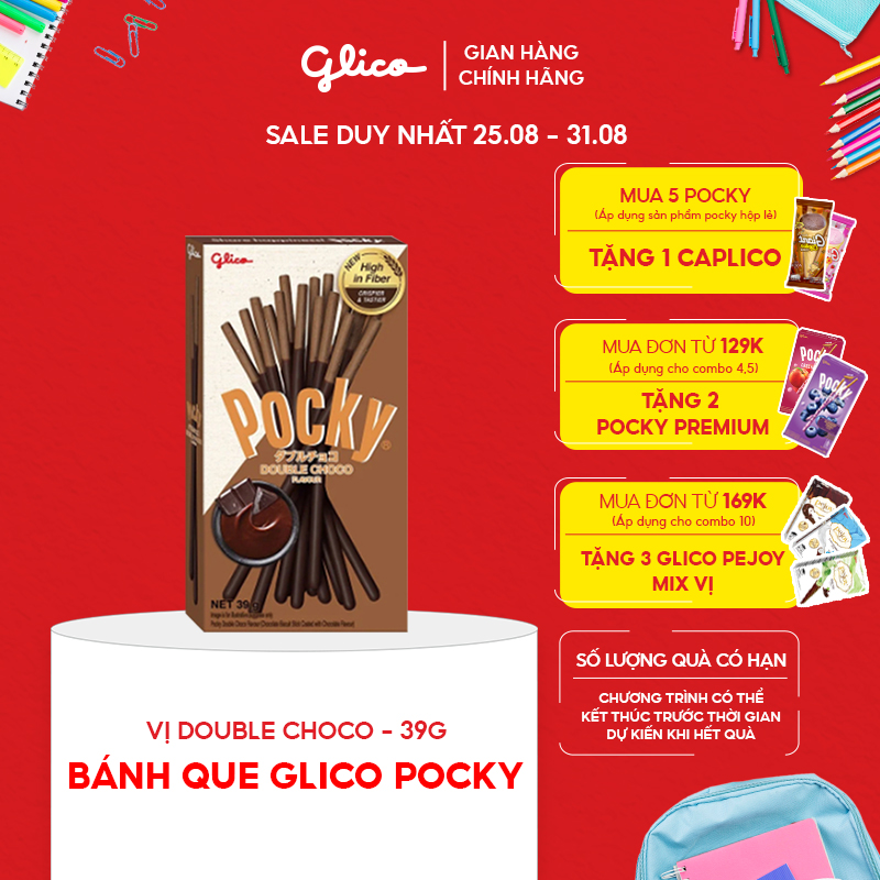 Hộp Lẻ - Bánh Que Socola Glico Pocky Double Choco Phủ Kem Socola