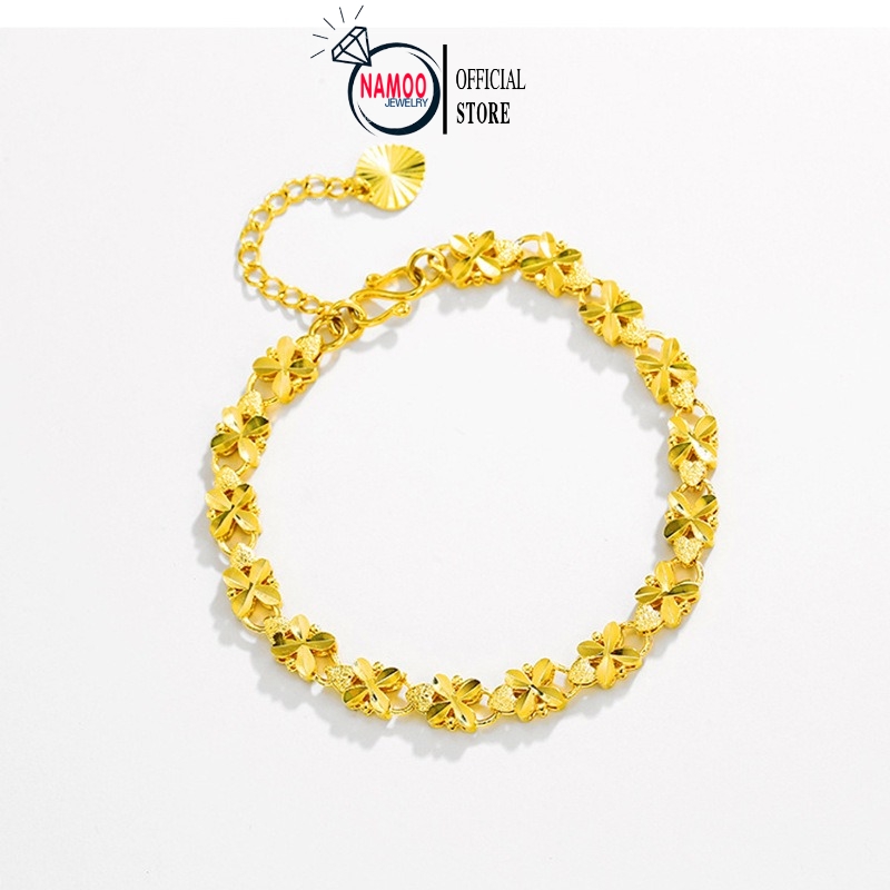 Lắc Tay Vàng Xi Mạ 24k Cao Cấp L250, Vòng Tay Nữ Hoa Mai Có chốt điều chỉnh độ rộng Namo Jewelry