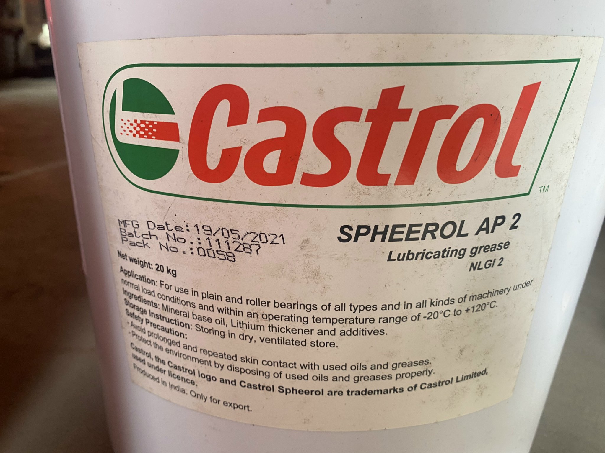 Castrol Spheerol AP 2 đóng gói xô 20Kg