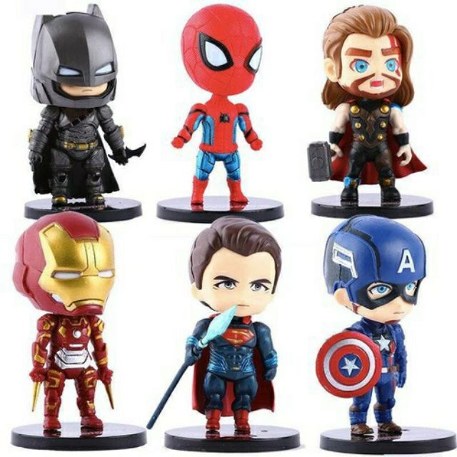 Bộ 6 siêu anh hùng Marvel Avengers trang trí bánh kem