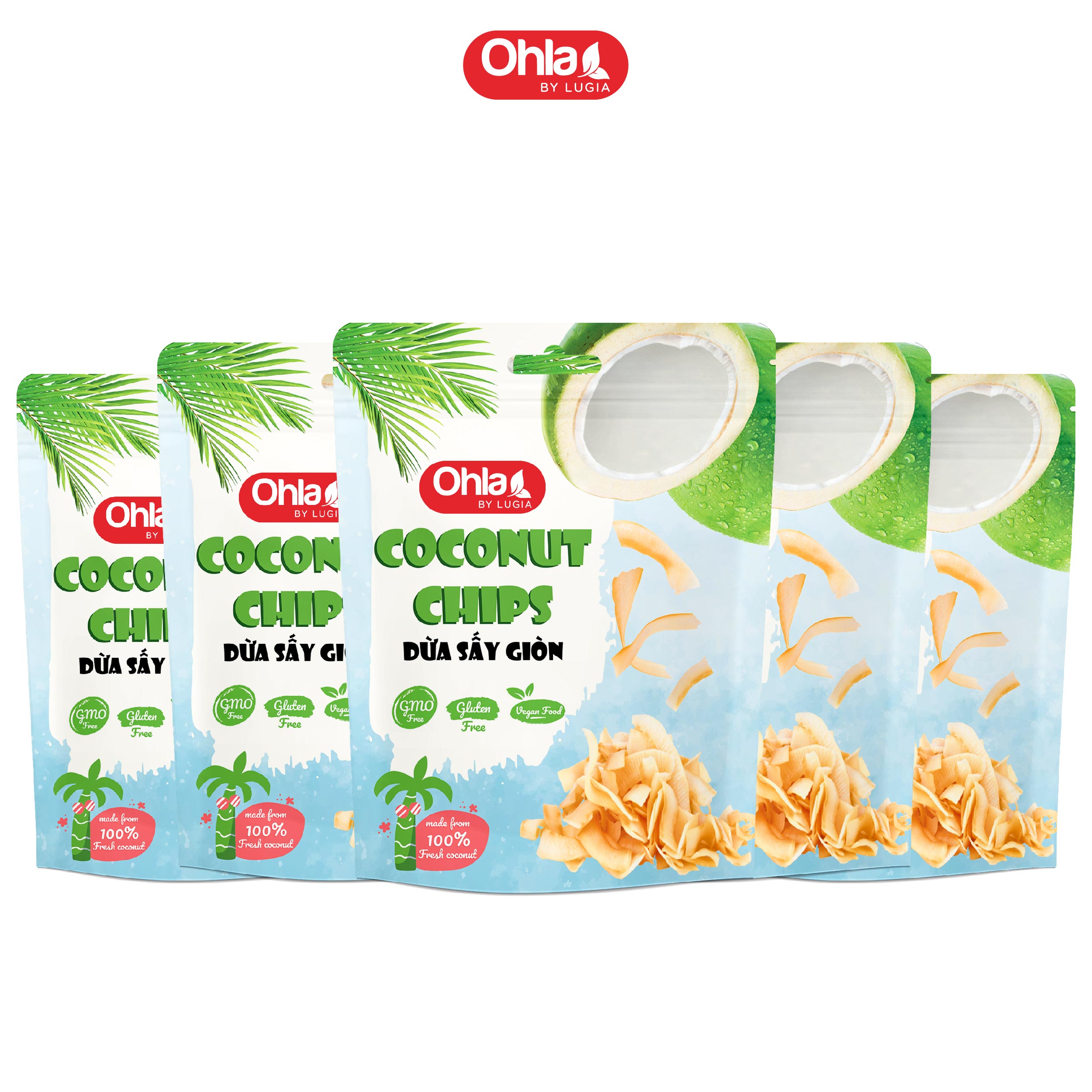 Combo 5 túi Dừa sấy giòn Ohla 5x50g thơm ngon nồng nàn