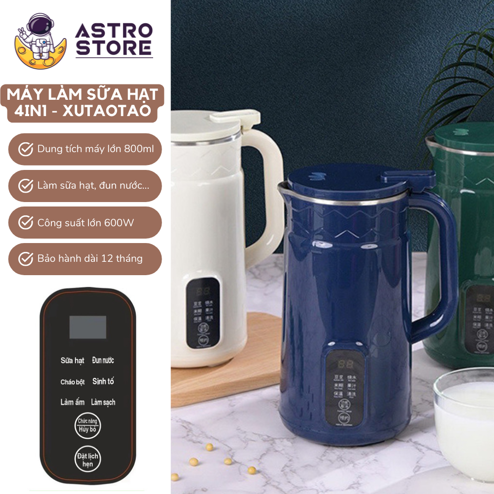 Máy Làm Sữa Hạt Mini XUTAOTAO, Dung Tích 800ml Màn Hình Hiển Thị LCD, 6 Công Dụng Đa Năng, Chức Năng Hẹn Giờ Thông Minh, Bảo Hành 12 Tháng