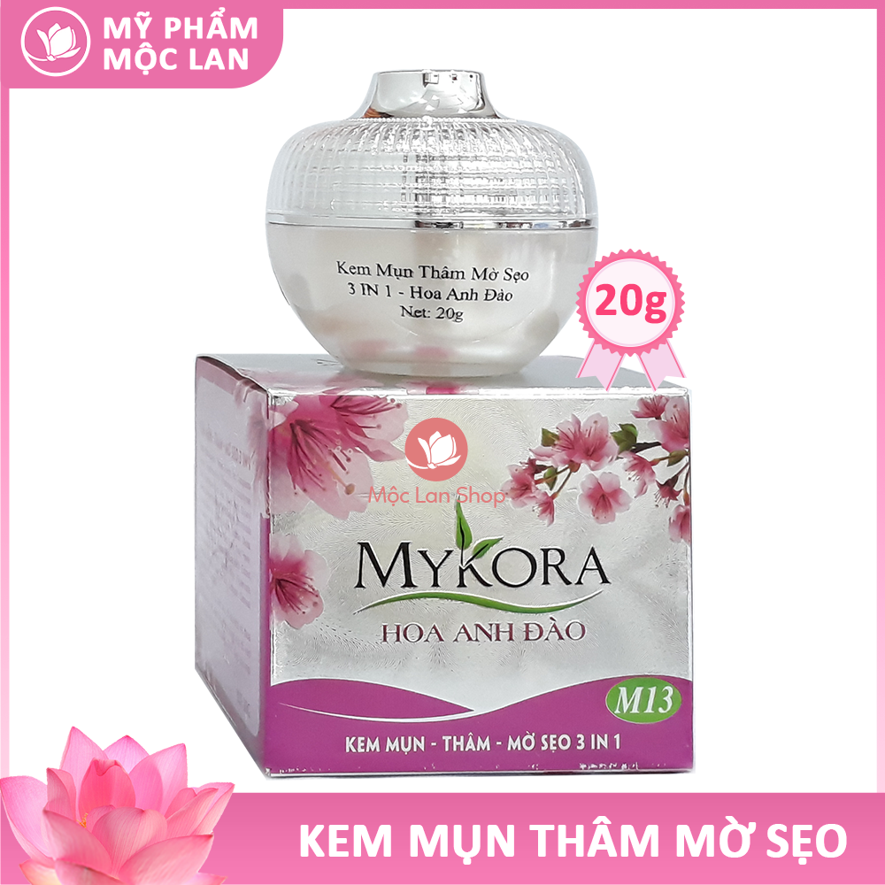 Kem mụn thâm sẹo 3 in 1 - Kem Mykora Hoa Anh Đào 20g - Mỹ phẩm Mộc Lan