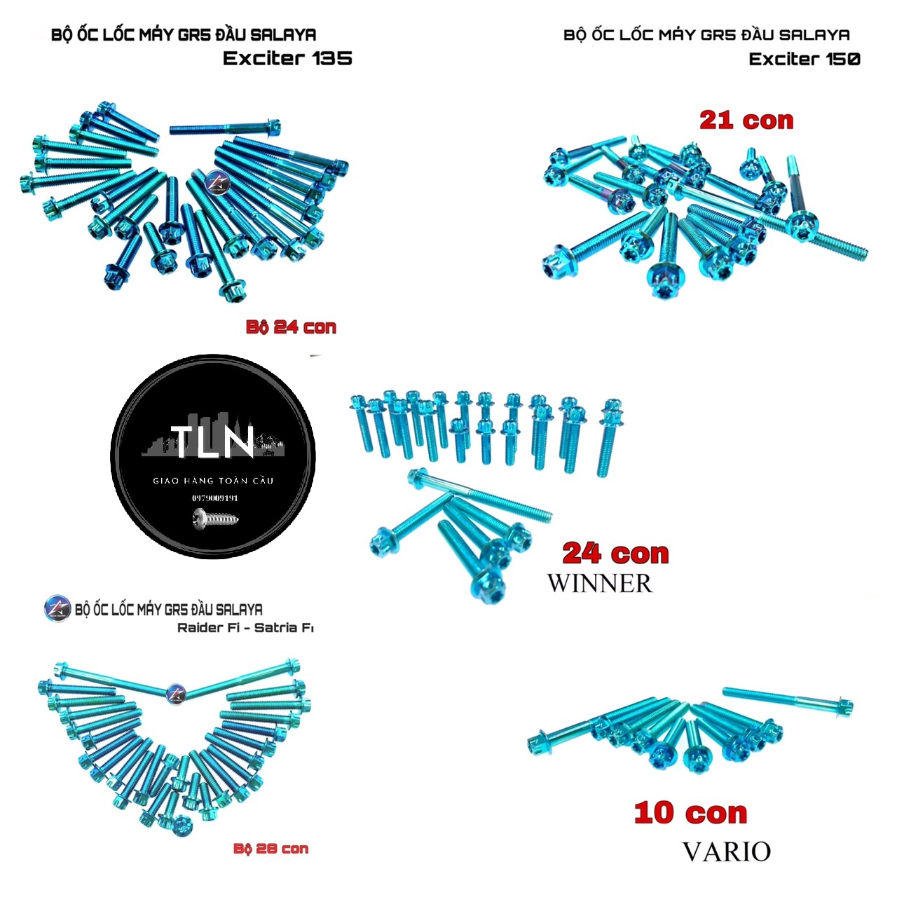 [HCM]ỐC LỐC MÁY GR5 ĐẦU SALAYA CHO EX135 - EX150 - WINNER - VARIO - RAIDER FI