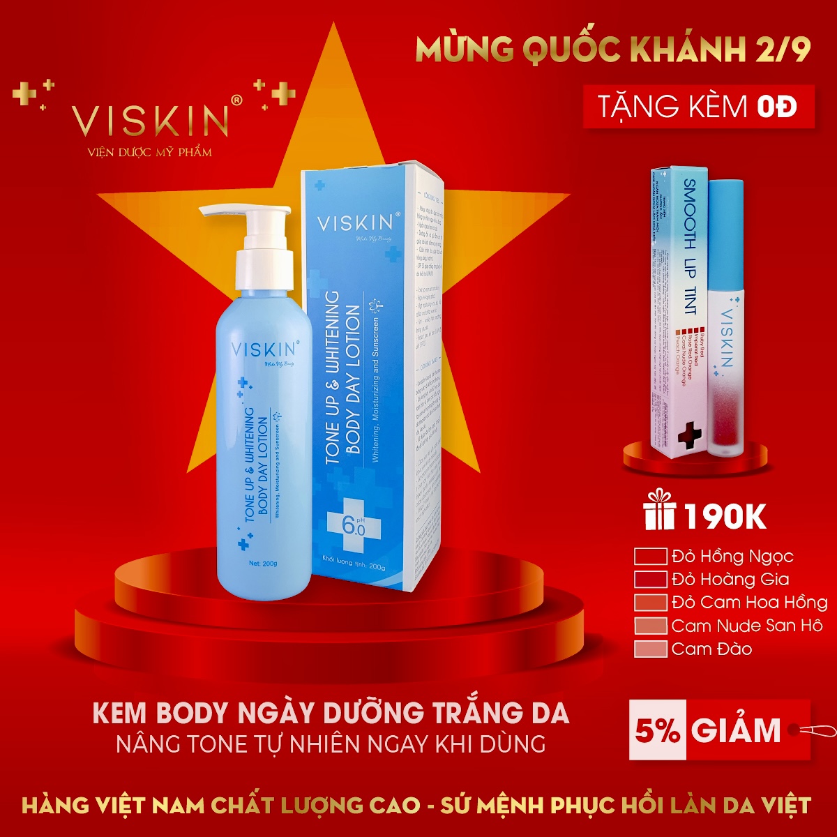 Sữa dưỡng thể nâng tông da viskin ban ngày