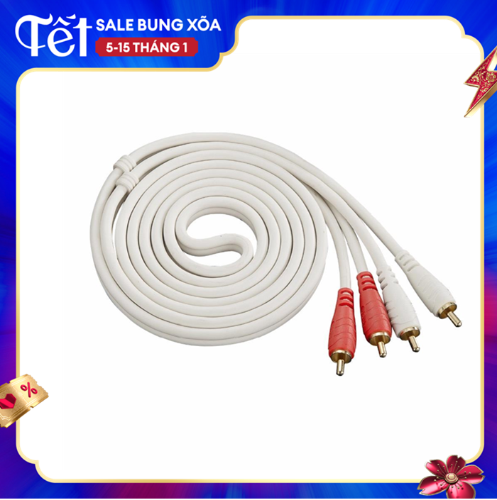 [HCM]DÂY CÁP LOA AV 4 ĐẦU BÔNG SEN DÀI TỪ 1.8M/3M/5M/10M DÂY TRẮNG LOẠI TỐT- DÂY CÁP LOA AV 4 ĐẦU BÔNG SEN ĐỒNG NGUYÊN CHẤT