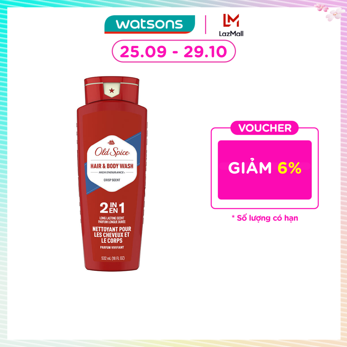 [HOT VOUCHER] Dầu Gội Và Sữa Tắm Old Spice High Endurance Crisp Scent 2in1 532ml