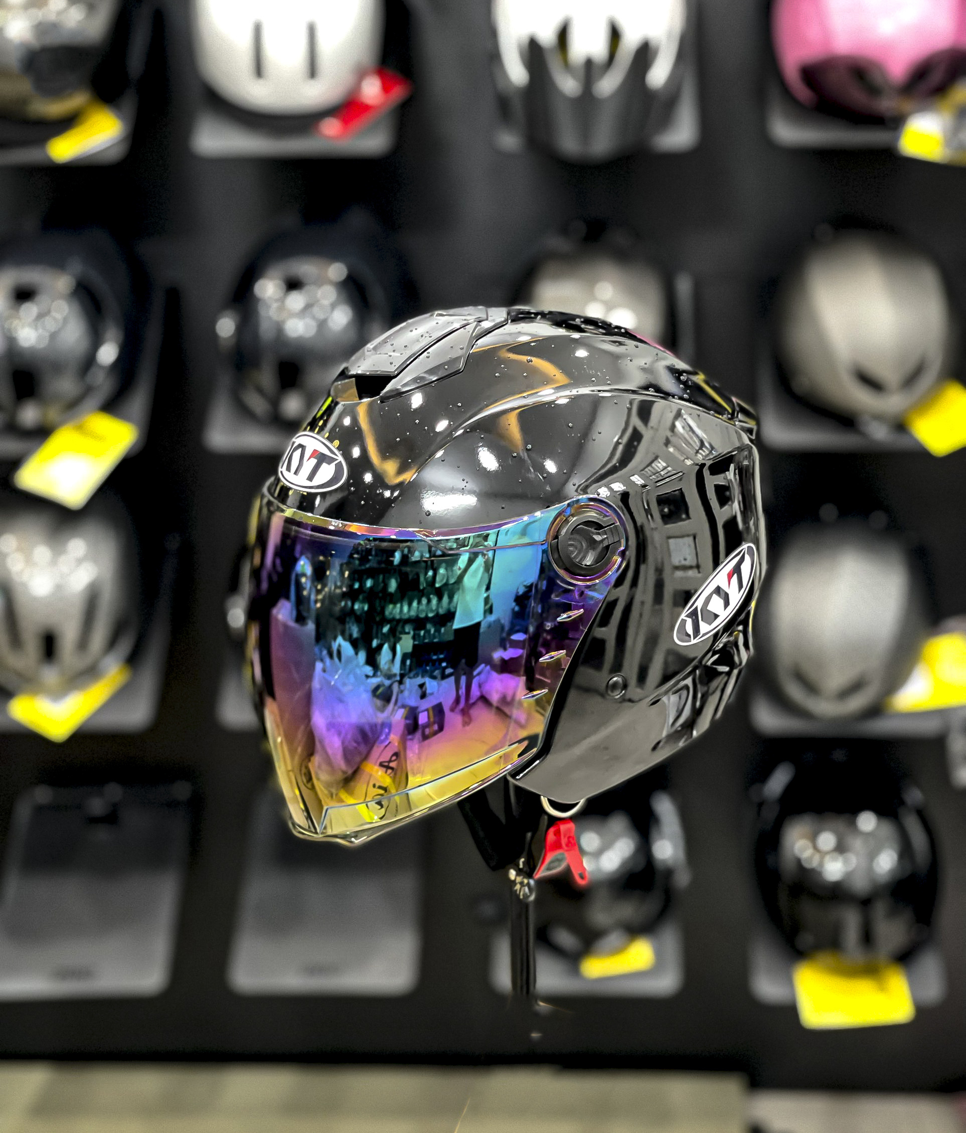 ( Tặng túi và tem KYT) Nón bảo hiểm 3/4 ROYAL XH01 1 kính chuẩn DOT màu đen bóng chính hãng