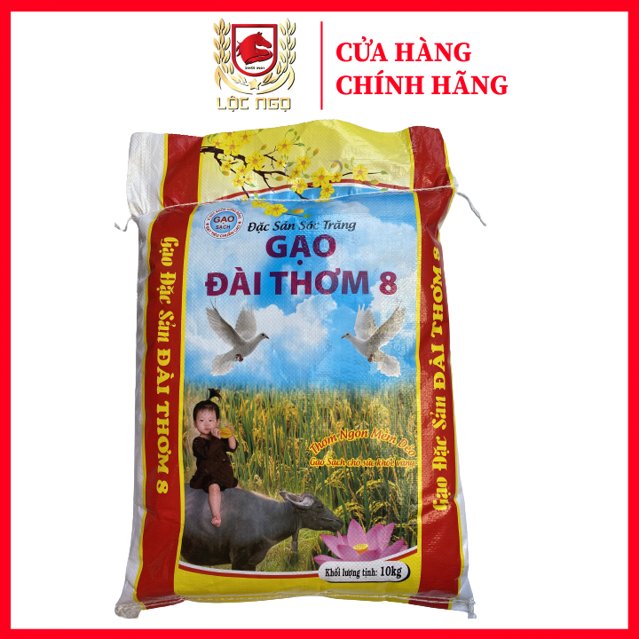 Gạo Đài Thơm 8- Gạo Thơm Thượng Hạng- Thơm Dẻo Mềm Cơm (Gạo bao 10kg)