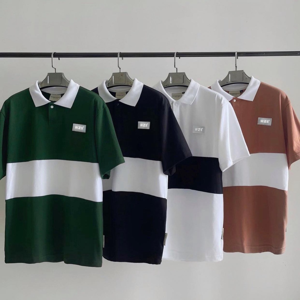 Áo Thun Polo W.Z.S Phối Màu Unisex phong cách Hàn Quôc nam nữ mặc cực chất