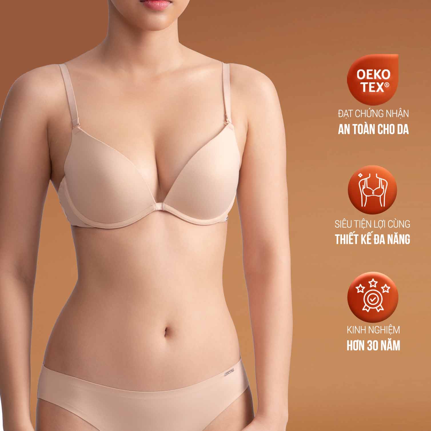 Áo ngực Corele V cúp V khoét sâu mút mỏng có gọng nhiều cách mặc - Comfit - 8101C