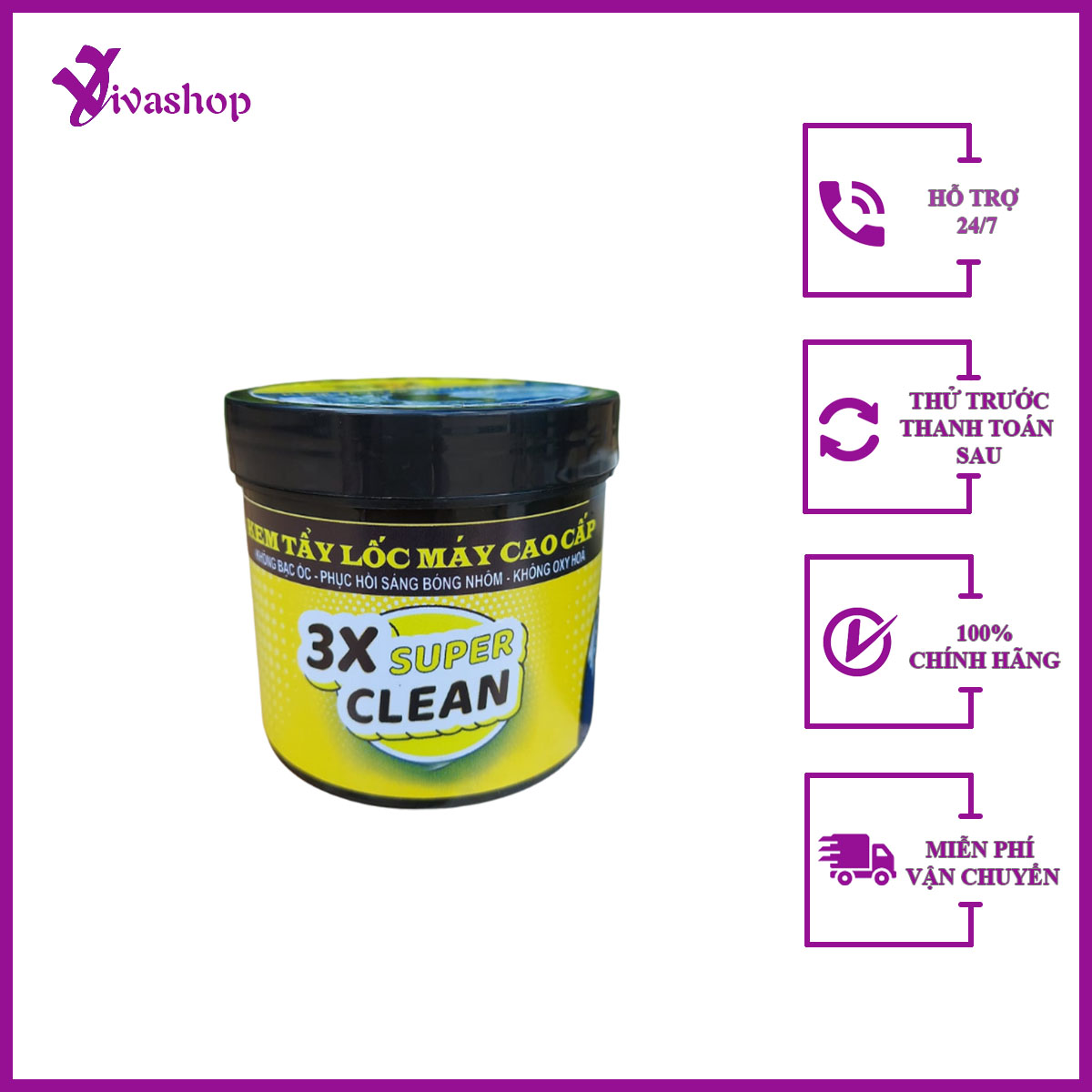 Kem tẩy lốc máy 3x super clean 500gr , tẩy Nhanh Các Vết Rỉ Sét Lâu Năm Trên Bề Mặt Kim Loại