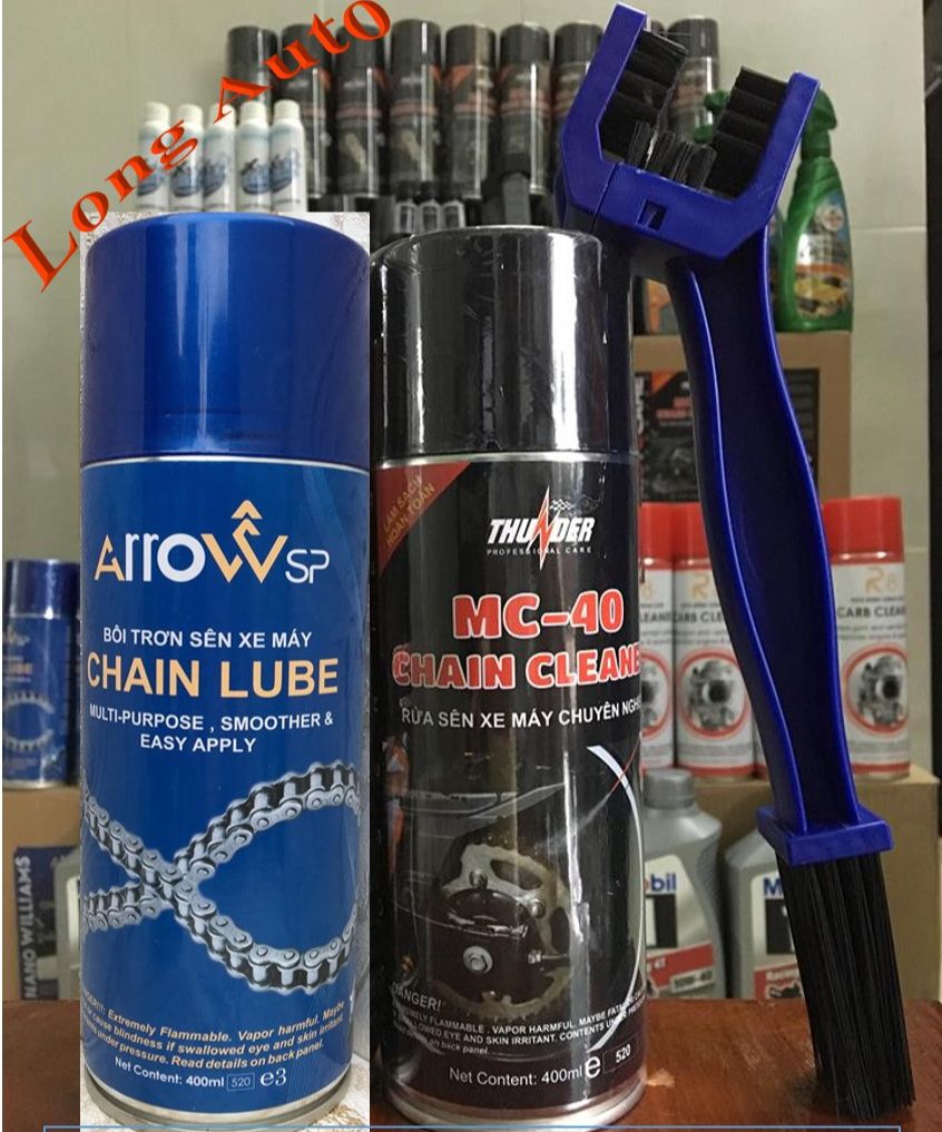 Combo dưỡng sên arrow 400ml - vệ sinh sên thunder 400ml - bàn chải 3d cao cấp