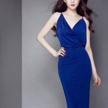 Đầm body nhung cổ rũ hở lưng sexy