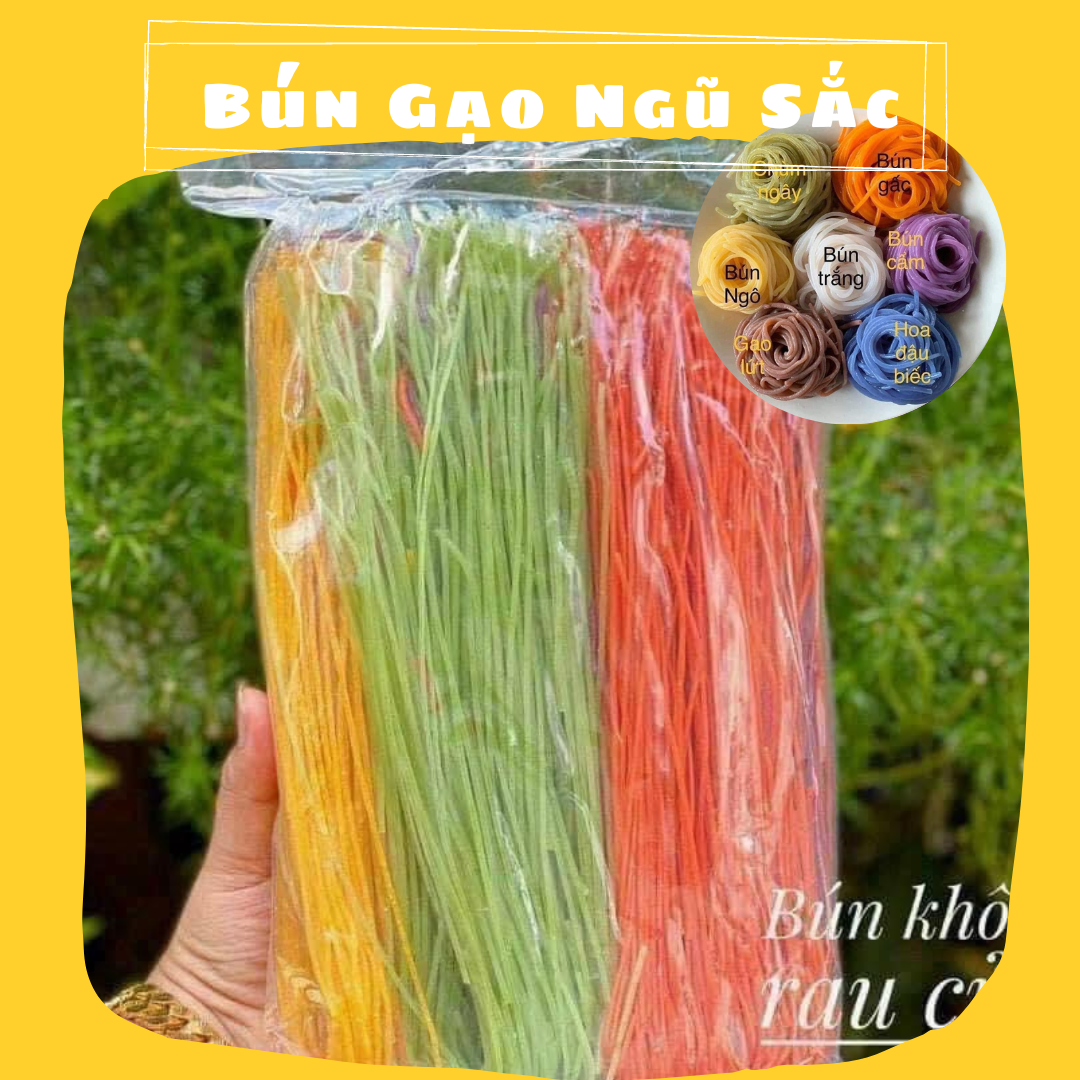 Bún gạo ngũ sắc - bún gạo lứt rau củ 500g - ăn kiêng, eatclean, healthy - shop mẹ bắp