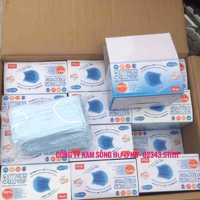 Hộp 50 cái khẩu trang y tế kháng khuẩn 3 lớp xuất nhật kim sora khẩu trang y tế kimsora