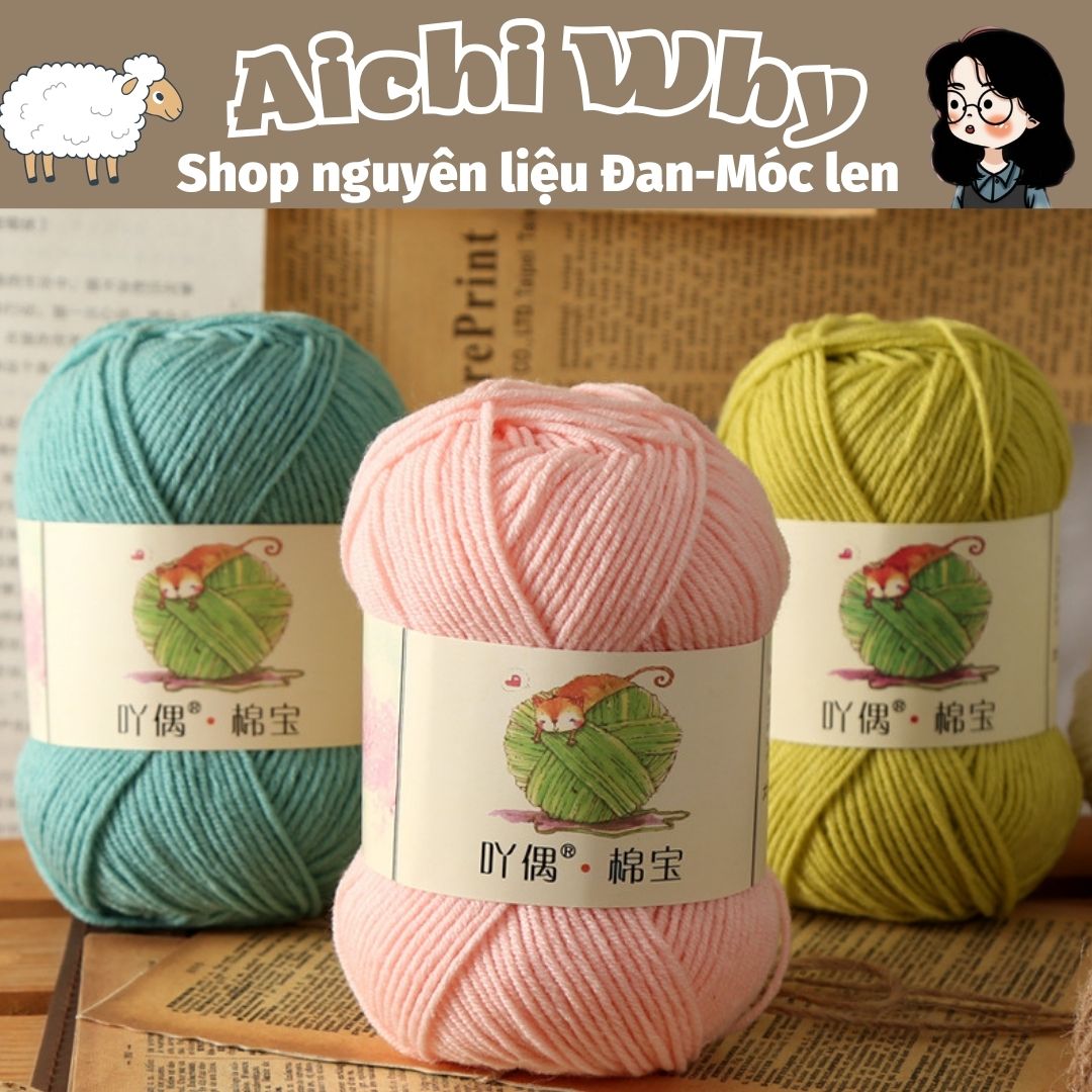 Len milk cotton Mianbao cuộn 40gr