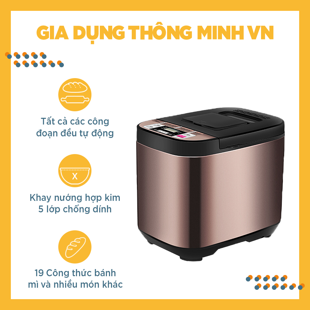 Máy làm bánh mì tự động midea mm-esc1510 dùng trong gia đình, 19 thực đơn bánh mì, sữa chua