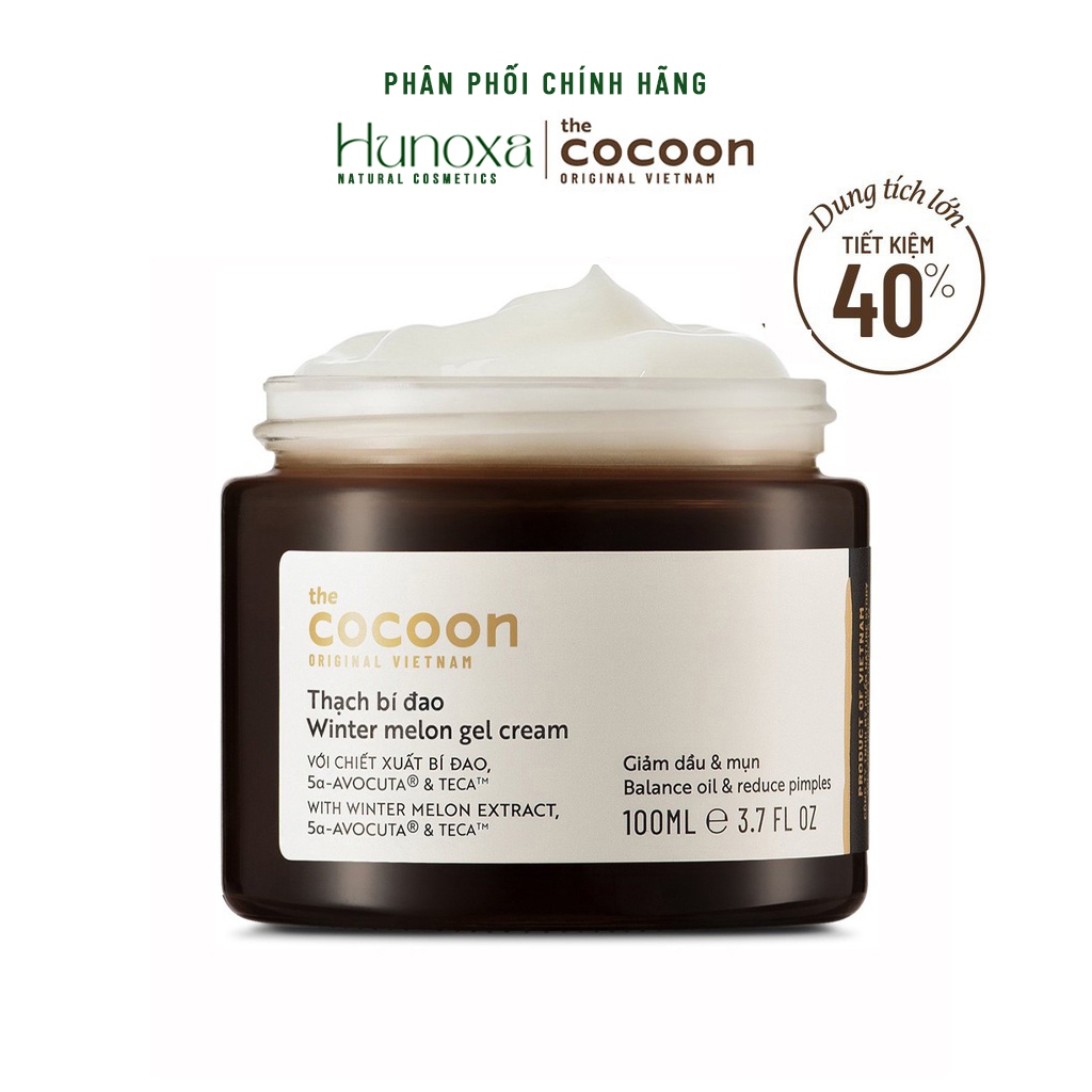 Thạch bí đao dưỡng ẩm Cocoon, Kem dưỡng ẩm cho làn da mềm mại và ngừa mụn 100ML - HUNOXA