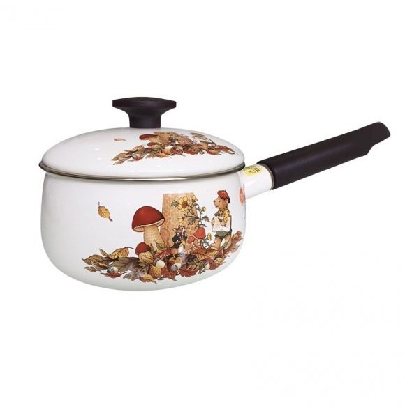 Quánh thép Nippon tráng men hoa văn gấu 16cm Fujihoro Nhật Bản FTCV-16S đáy từ, sản xuất tại Thái Lan, bảo hành 24 tháng