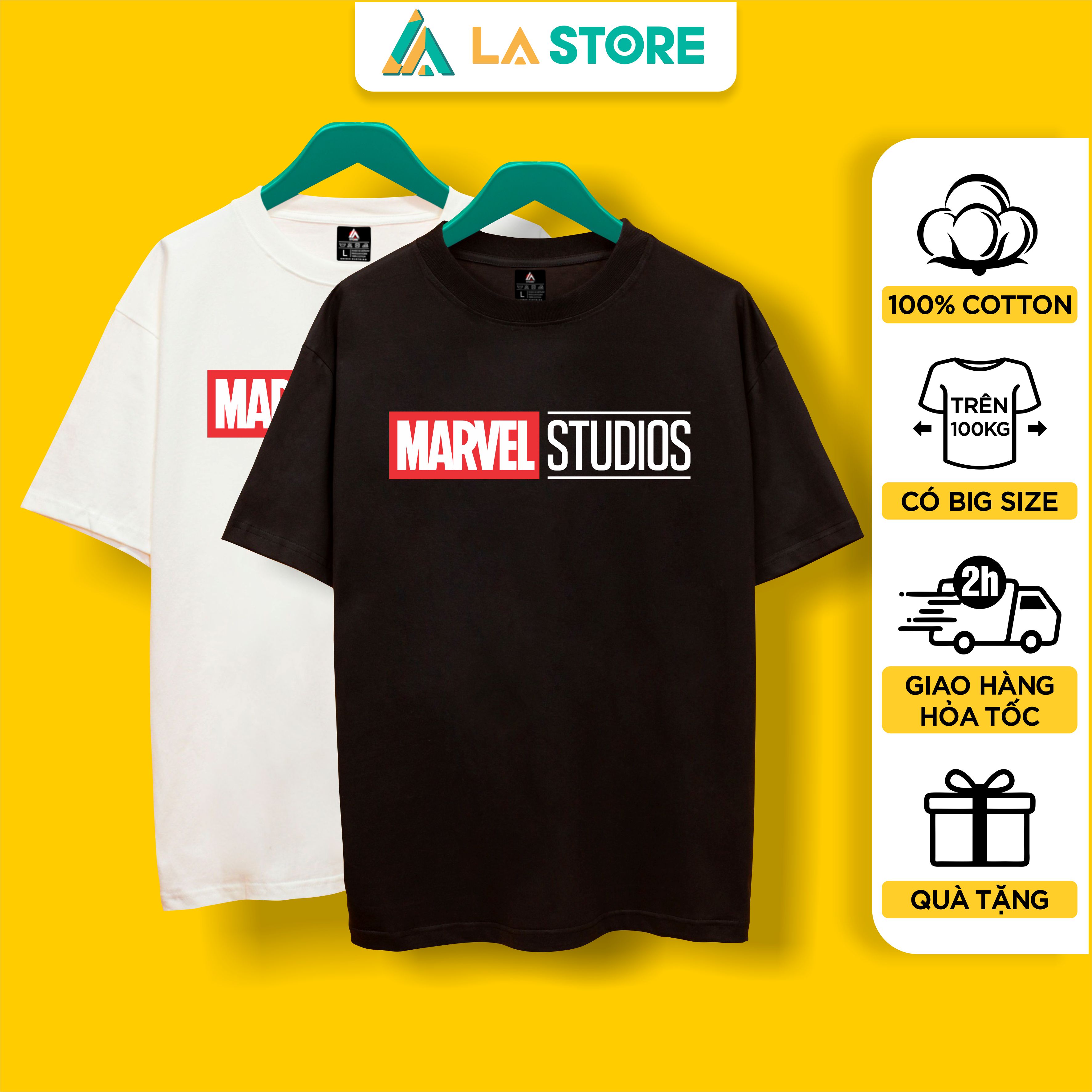Áo Thun Unisex Cotton MARVEL STUDIOS Rộng Tay Lỡ Nam Nữ Có Big Size | LẠ STORE