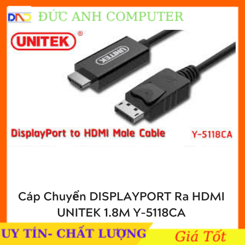 Cáp chuyển Displayport to HDMI 1M5 Unitek Y - 5118Ca - full Box - chính hãng 100% - bảo hành 12 tháng