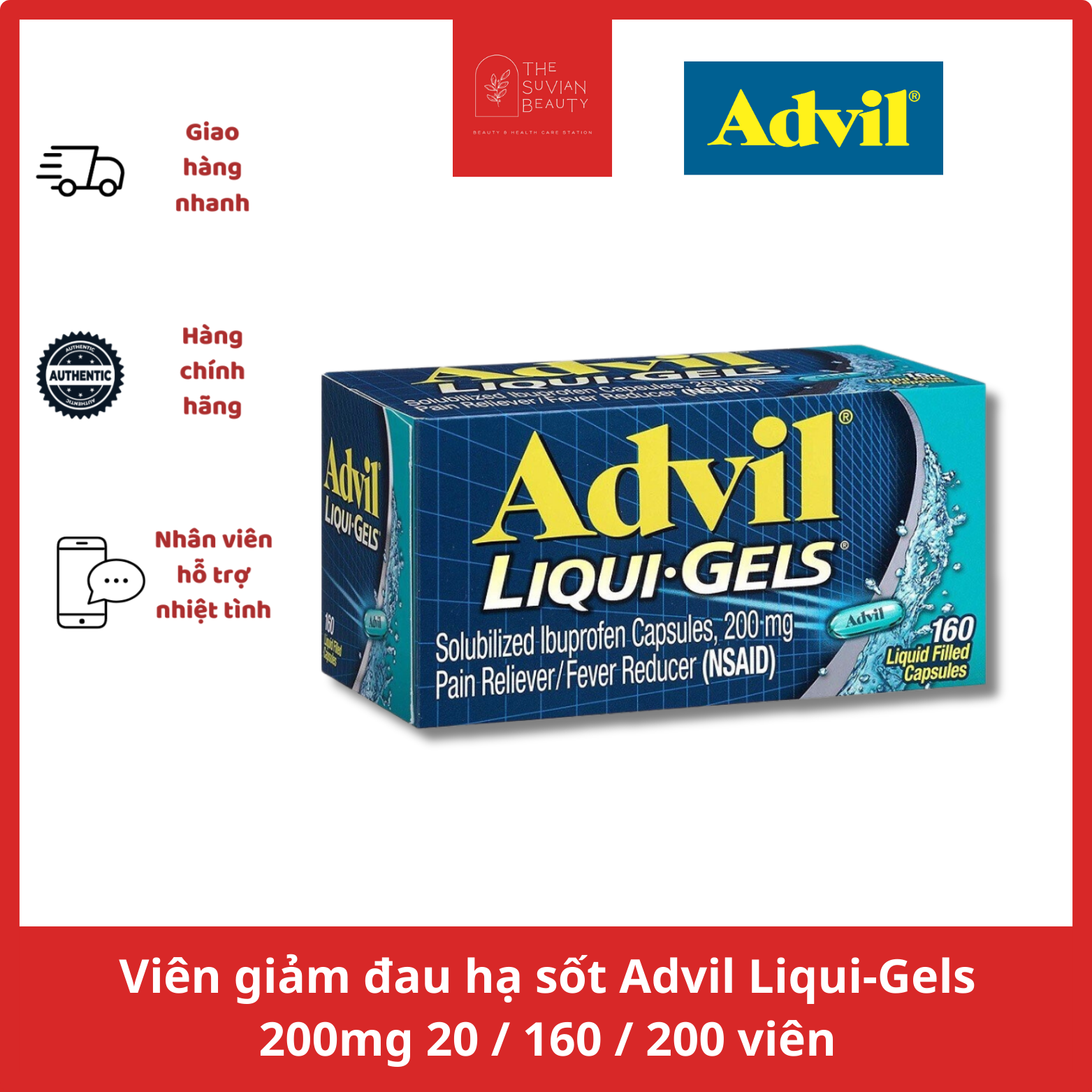 Viên giảm đau hạ sốt Advil Liqui-Gels 200mg - 20 160 200 viên