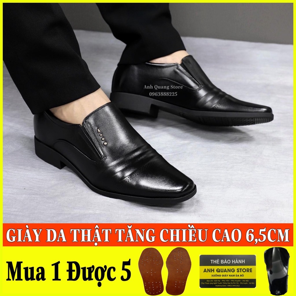 [DA BÒ CAO CẤP]Giày Tây Nam Tăng Chiều Cao Tới 65cm Chất Liệu Da Bò Cao Cấp Phong Cách Lịch Lãm GT336