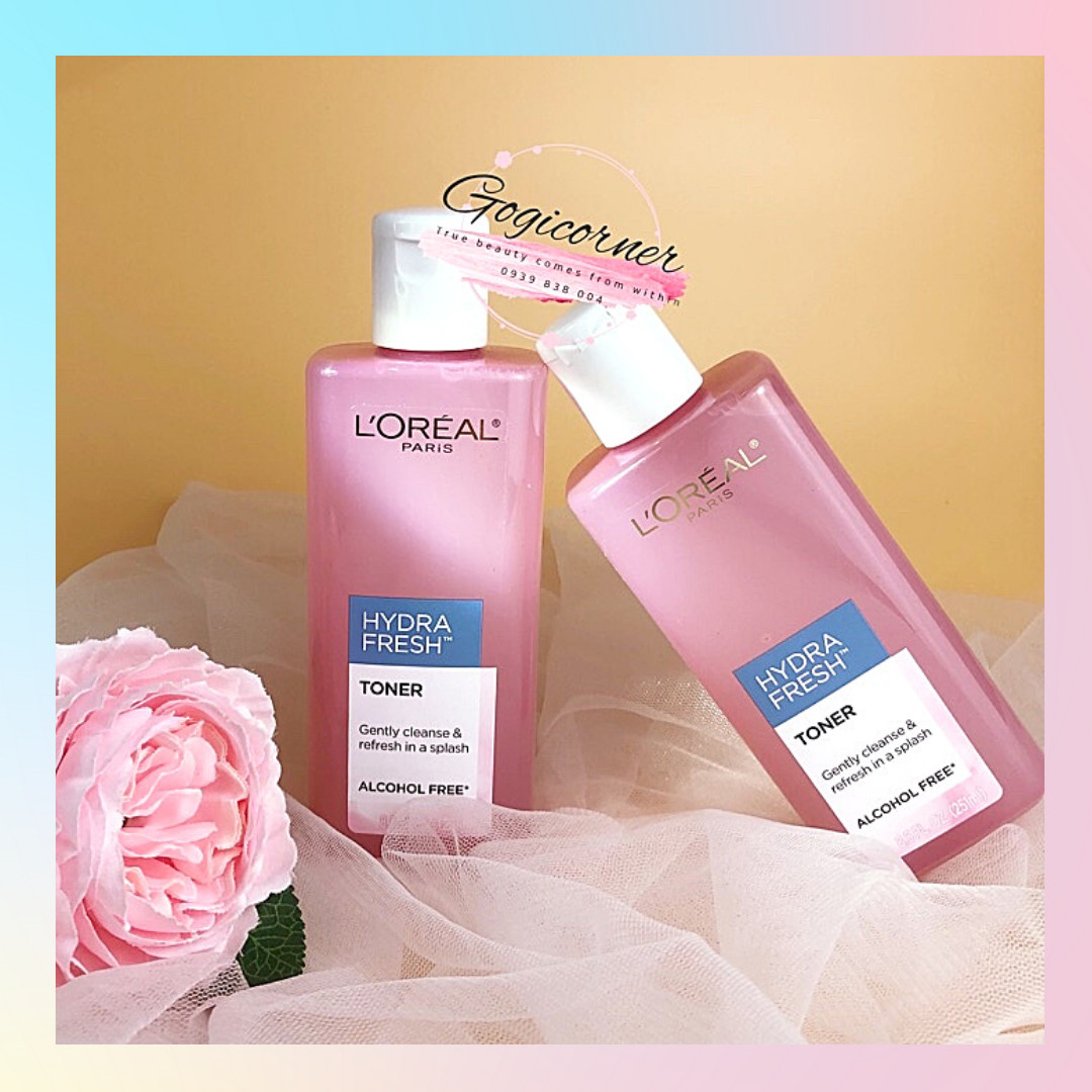 Nước hoa hồng l'oreal hydrafresh toner alcohol - free 251ml bao bì mới