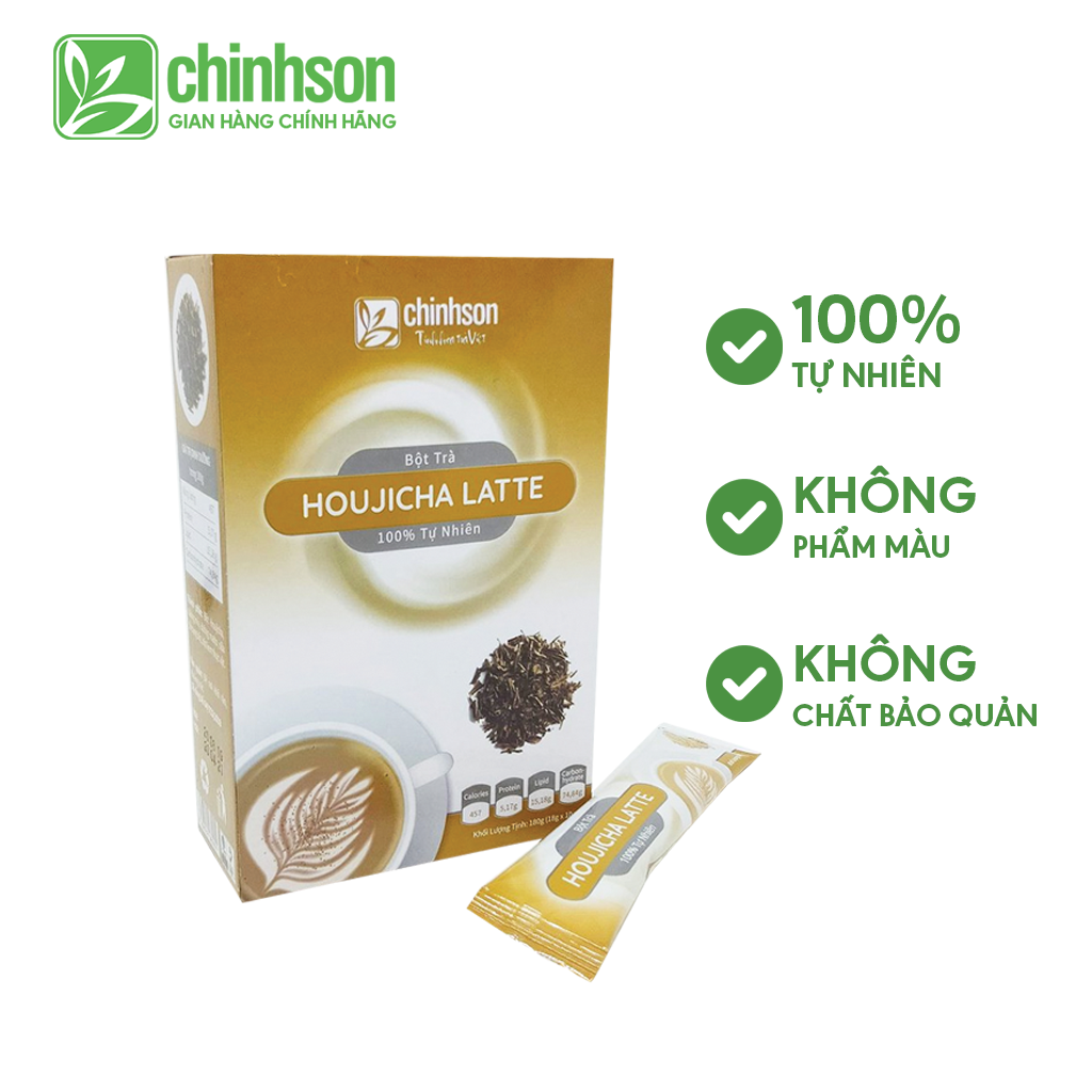 Bột Trà Rang Chính Sơn Houjicha Latte 180g (18g x 10 gói)