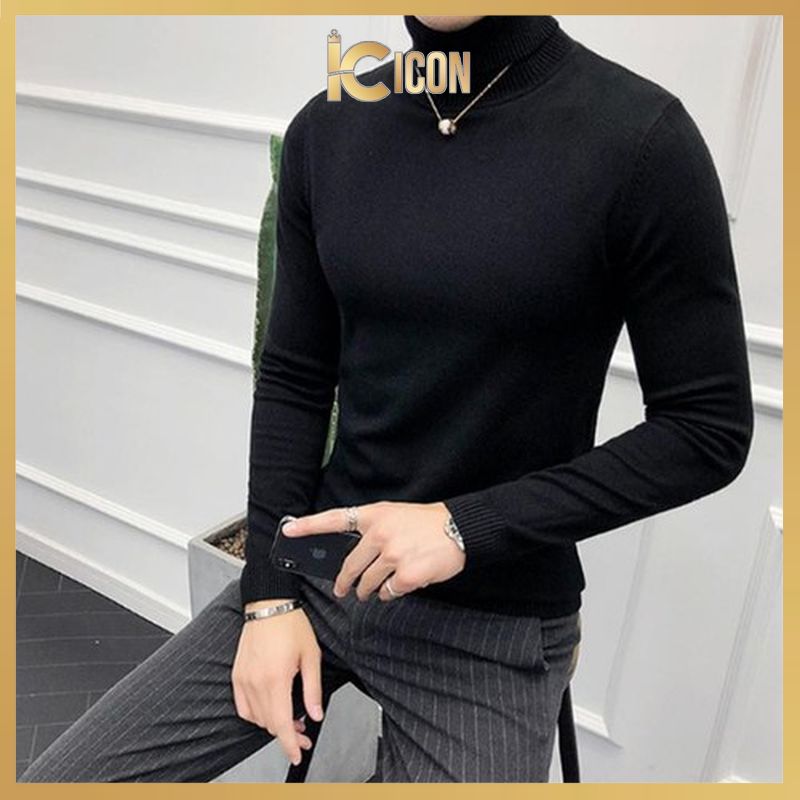 Áo Len Nam cổ lọ dài tay đẹp, Áo len nam cao cổ thời trang cao cấp chất co dãn tốt, dày dặn AL01 - ICON