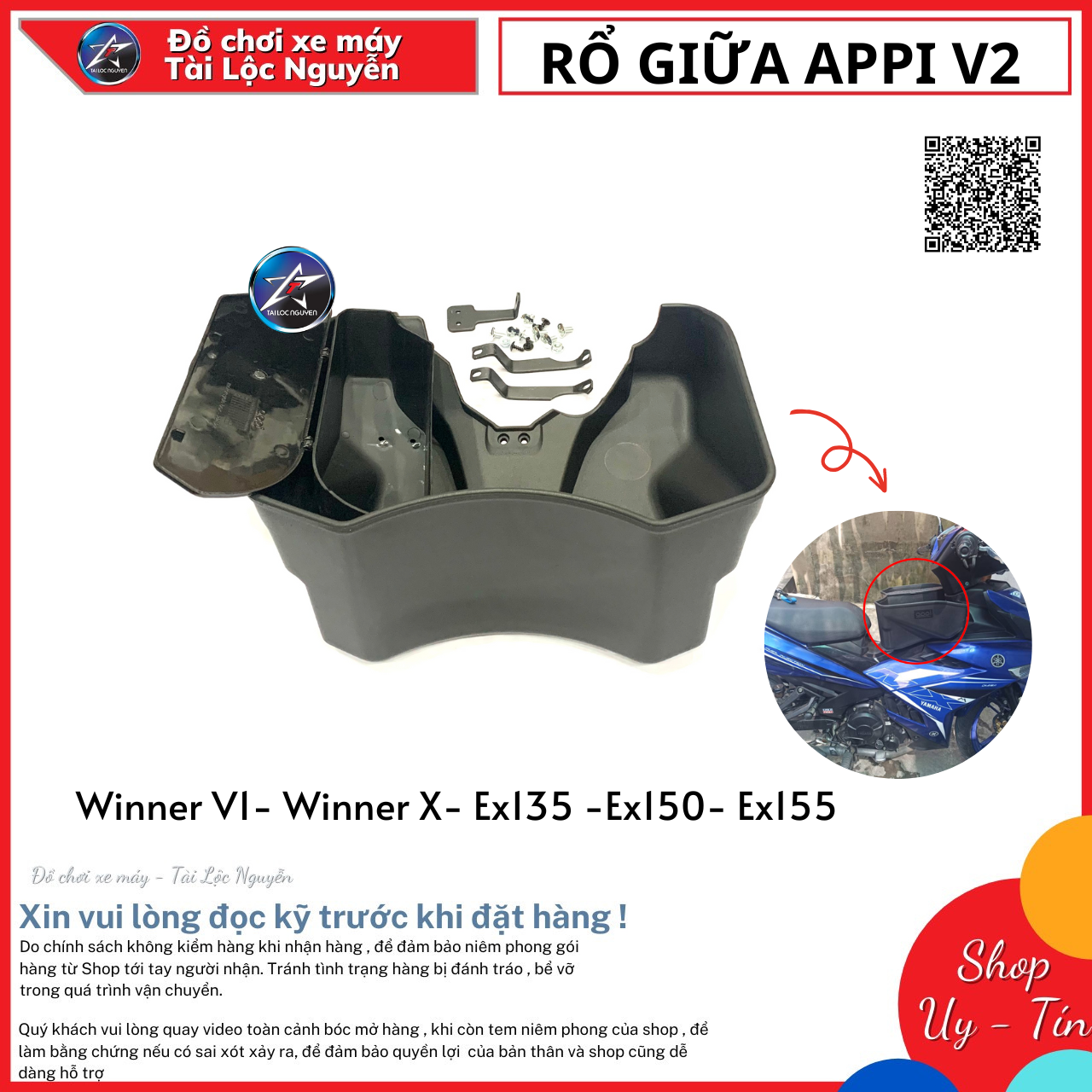 Rổ giữa appi v2 gắn xe winner v1 - winner x - ex135 - ex150 - ex155