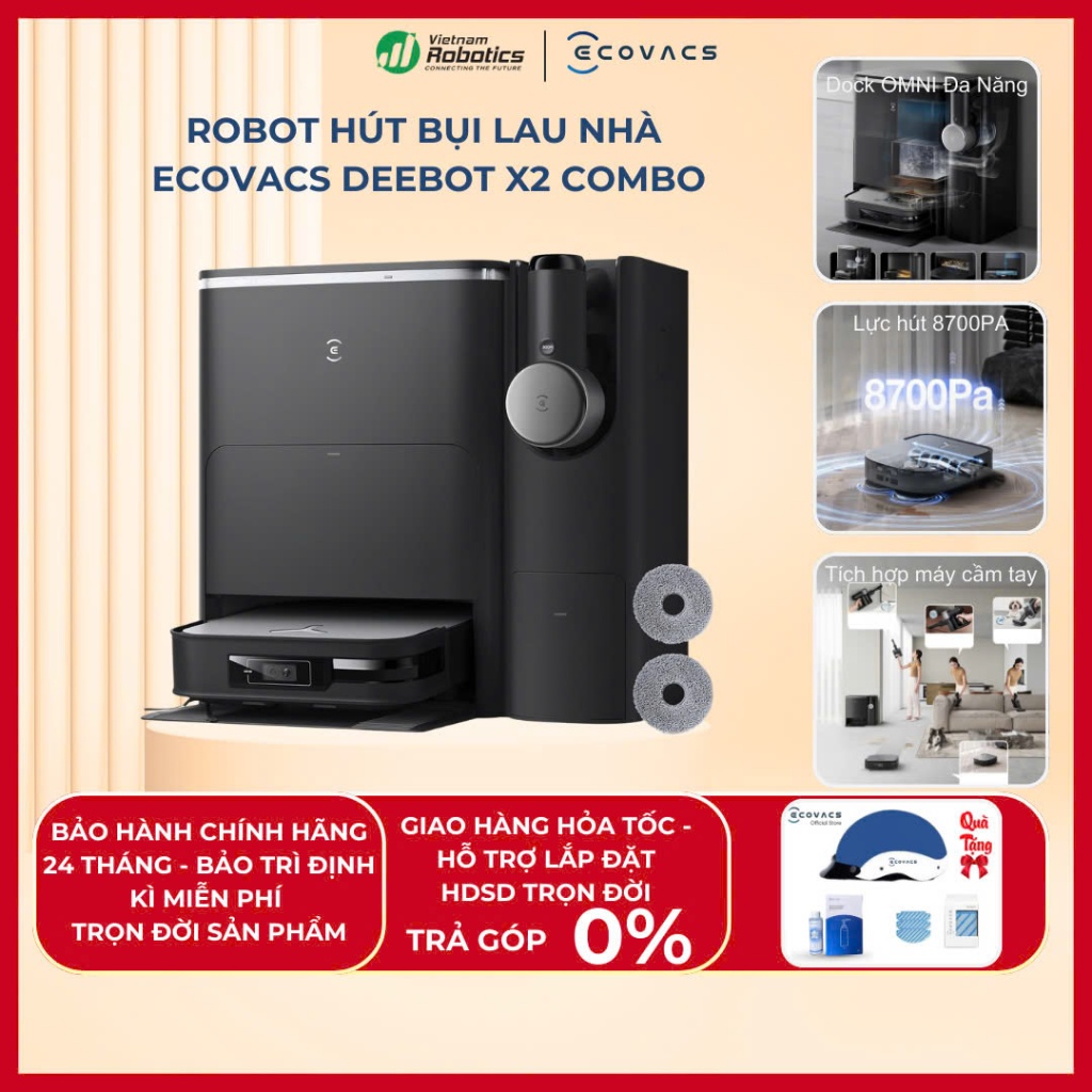 Robot hút bụi lau nhà DEEBOT X2 COMBO /X2 OMNI Phiên bản nâng cấp mới và toàn diện nhất - Bản Quốc Tế-Bảo hành 24 tháng