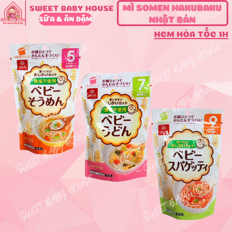 Mì somen tách muối Hakubaku Nhật cho bé ăn dặm 5 tháng - Sweet Baby House