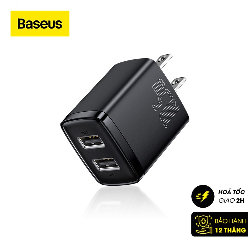 Củ sạc baseus compact charger 2 cổng usb 10.5w