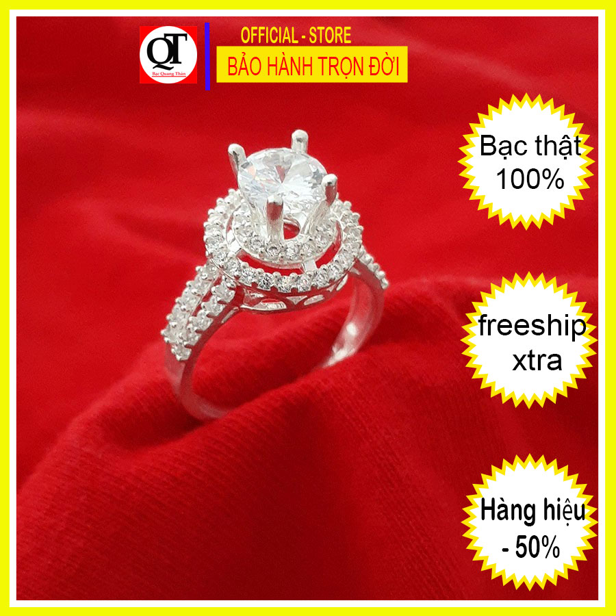 Nhẫn nữ Bạc Quang Thản, nhẫn nữ ổ cao gắn đá kim cương nhân tạo chất liệu bạc ta không xi mạ, không gỉ, không dị ứng da có thể chỉnh size tay theo yêu cầu – QTNU1A