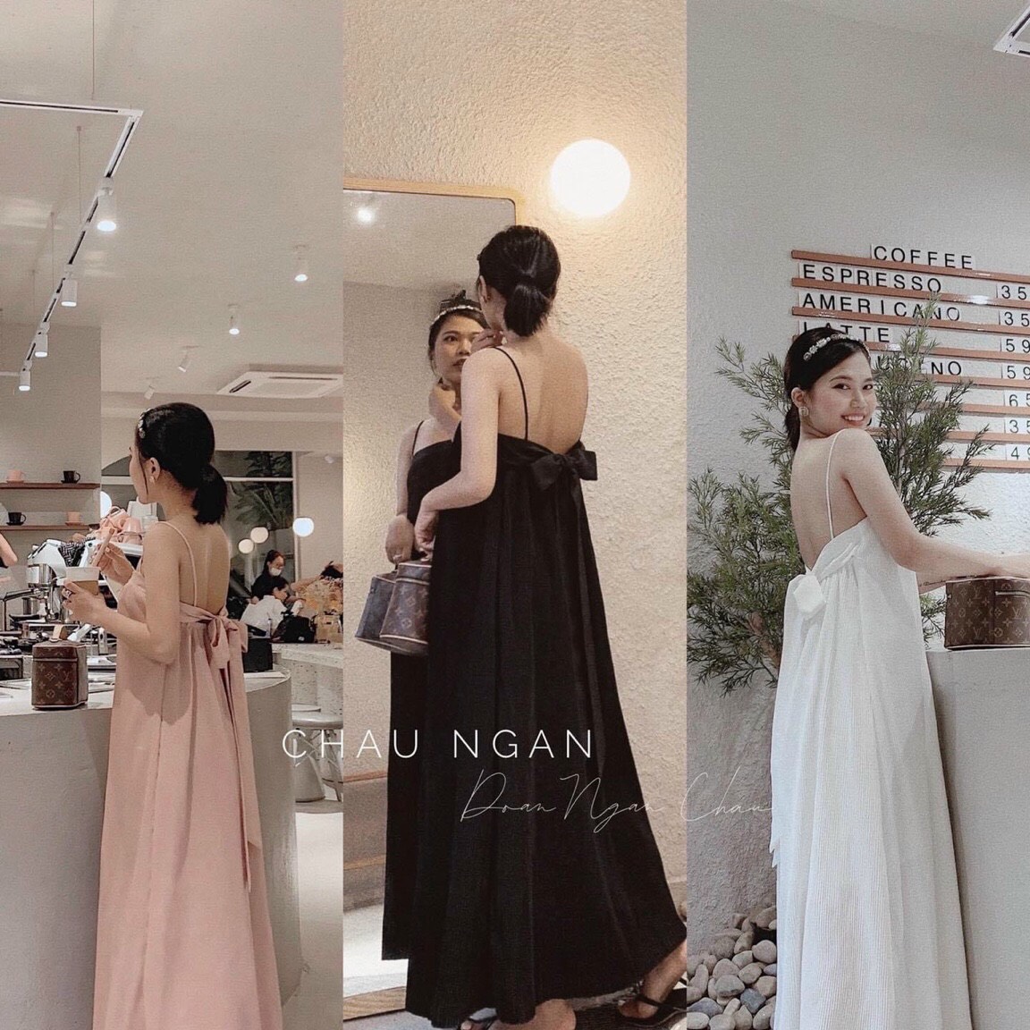 Đầm maxi suông xếp ly thắt nơ sau (Bầu bí bon chen đều xinh nha)  + Ảnh thật