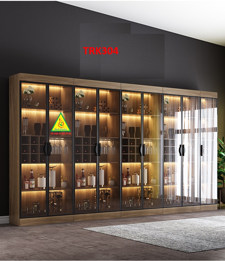 Tủ rượu gỗ MDF cánh kính TRK304