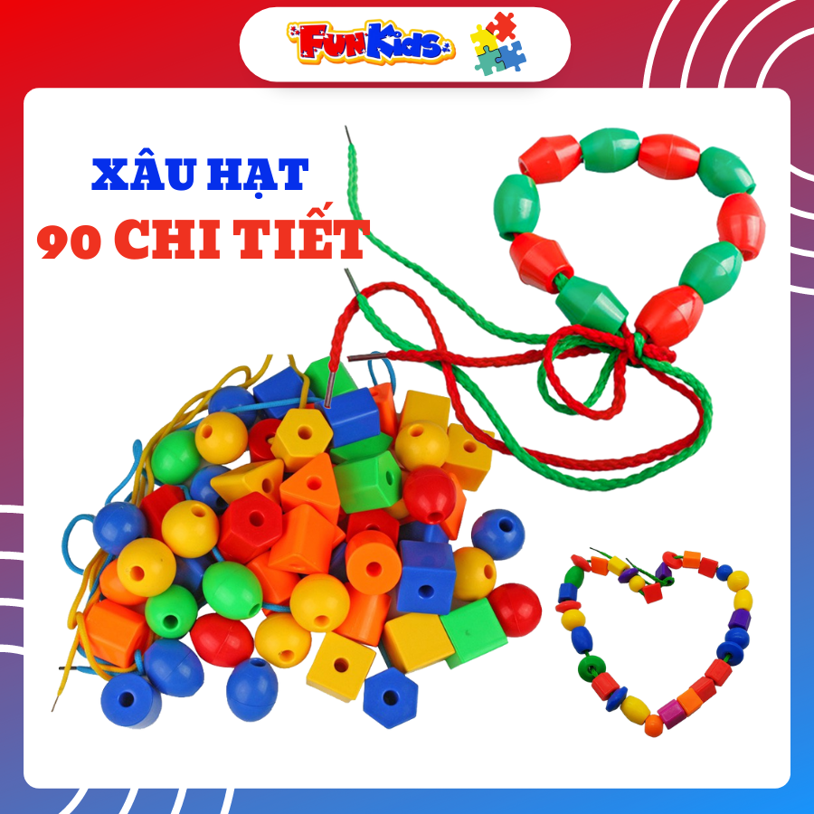 Đồ chơi trẻ em xâu 90 hạt ( kèm 3 dây xâu ) nhiều màu sắc giúp trẻ phát triển khả năng tập trung quan sát
