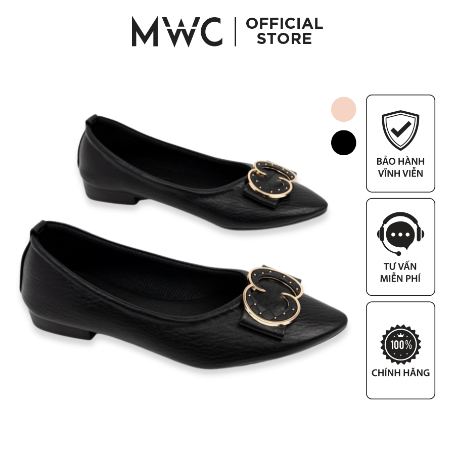 Giày Búp Bê Nữ MWC Dáng Giày Đế Bệt Đính Khóa Mũi Nhọn Bít Mũi Thời Trang Công Sở NUCG-2223